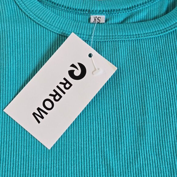 Teal Ribbed Sleeveless Fitted Tank Top - XSmall - Picture 3 of 3